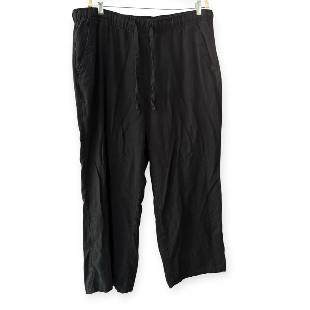 Old Navy Black Pull On Linen Blend Straight Leg Pants Size XL